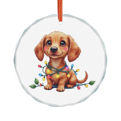 Crystal Glass Ornament Cute Dachshund Christmas Tree Decoration Dog Lover Gift Holiday Lights Seasonal Decorations