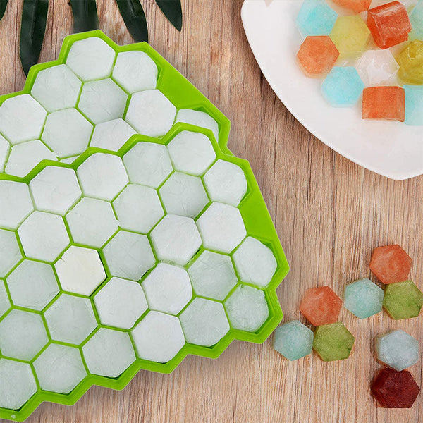Reusable Honeycomb Shape Silicone Ice Cube Tray Moulds With Lids Ice Cubes Trays & Moulds