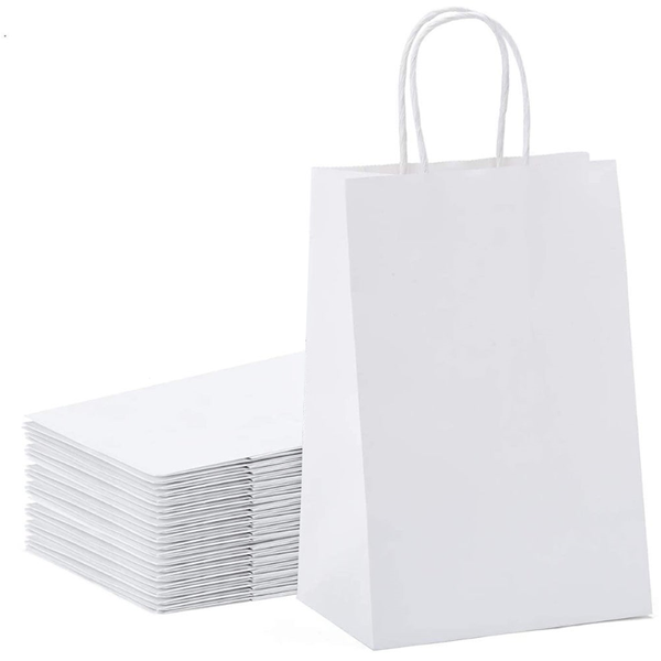 10/20/40Pcs Kraft Paper Party Favor Gift Bags With Handle For Shopping