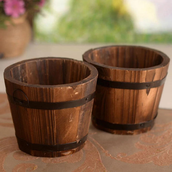 Mini Flower Pot Whiskey Barrel Planter Desktop Garden Decor Baskets Pots Window Boxes