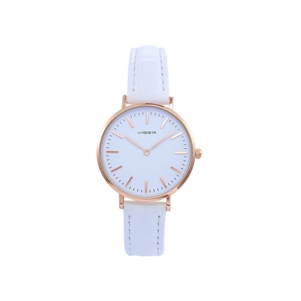 Veile Studios 1038 Leisure Korean Ladies Watch Waterproof Ultra Thin Quartz Leather Strap Simple White Watches