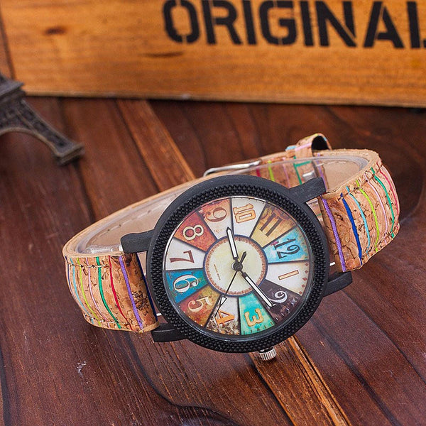 Veile Studios Casual Patchwork Leather Women Quartz Wrist Watch Watches