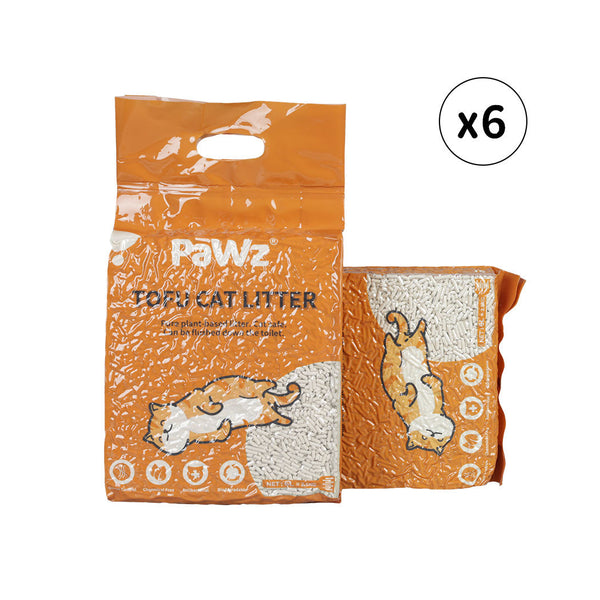 Pawz 2.5Kg Tofu Clumping Natural 6Pcs Cat Litter