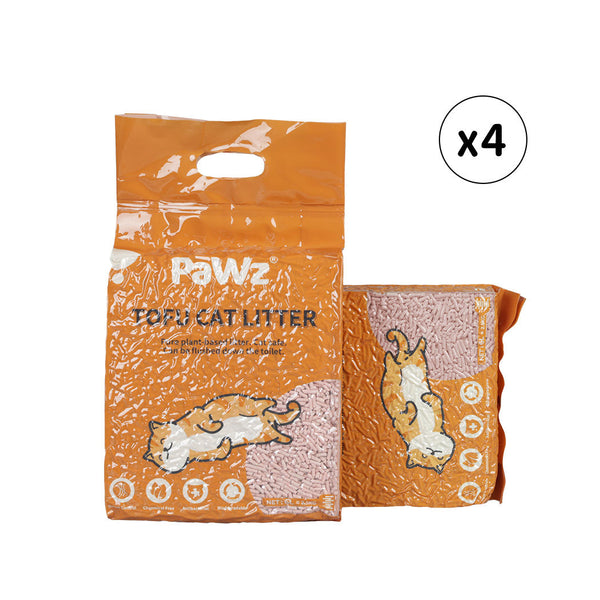 Pawz 2.5Kg Tofu Clumping Peach 4Pcs Cat Litter
