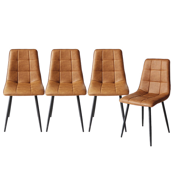 Levede 4X Kitchen Brown Faux Leather Dining Chairs