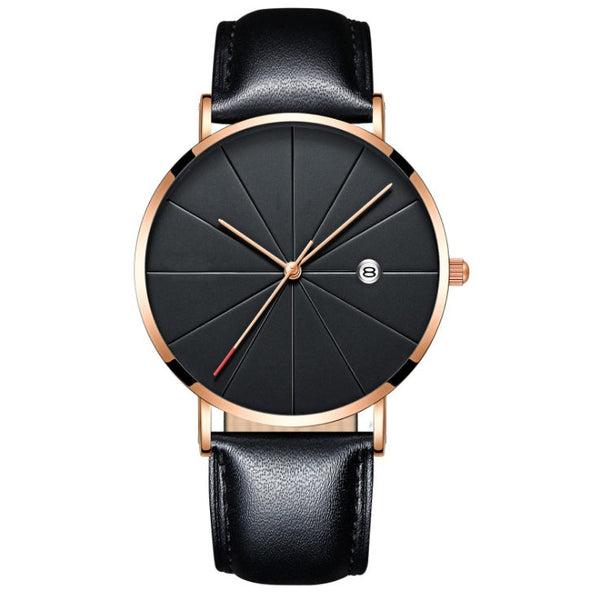 Veile Studios Simple Calendar Watch For Men Waterproof Quartz Creative Design Stainless Steel Watches