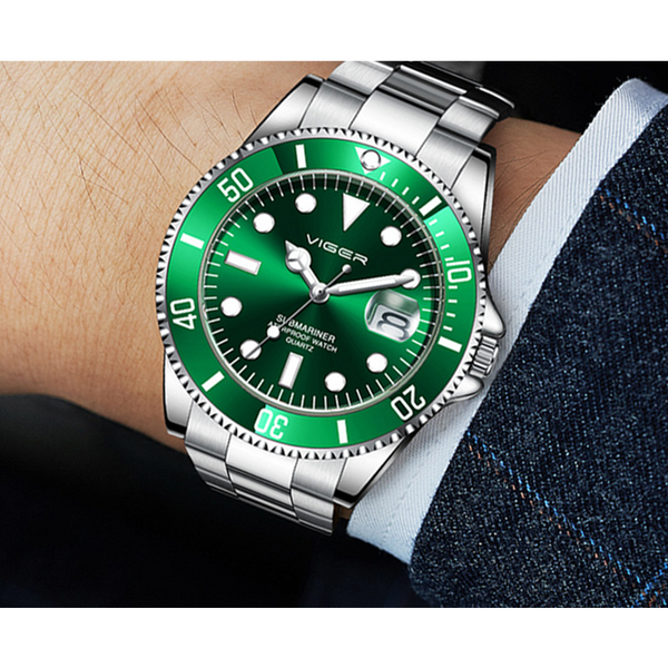 Veile Studios 1066 Leisure Business Watch Luminous Green Water Ghost Steel Band Waterproof Quartz For Men Watches