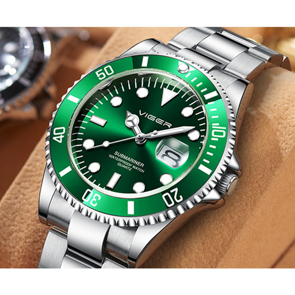 Veile Studios 1066 Leisure Business Watch Luminous Green Water Ghost Steel Band Waterproof Quartz For Men Watches