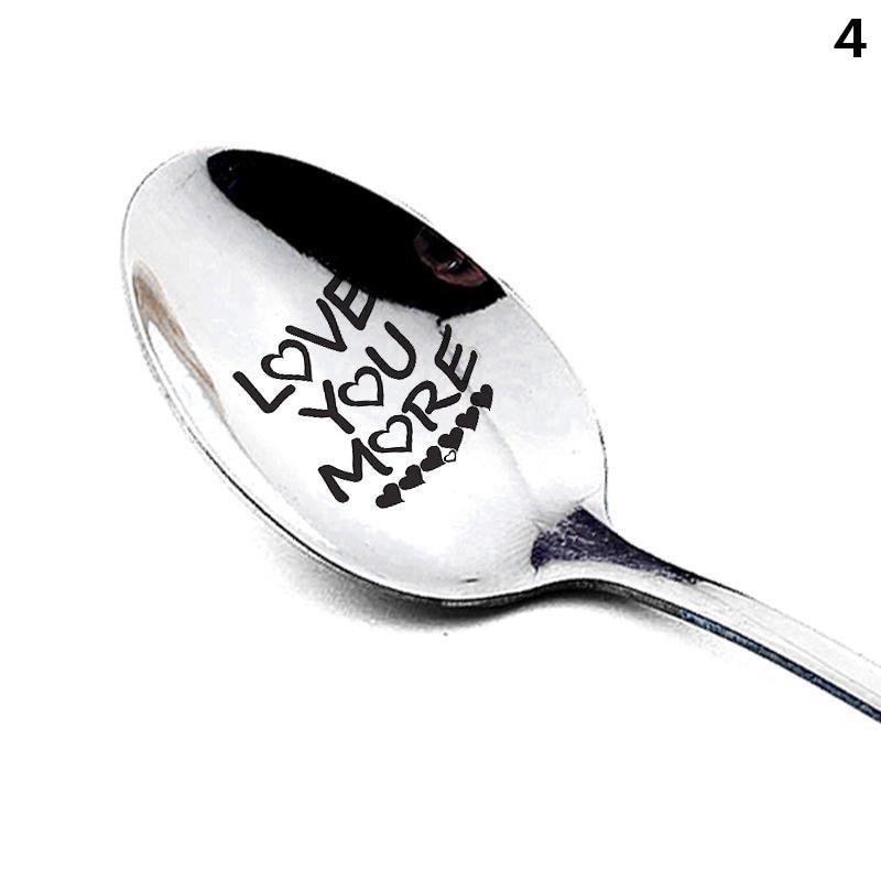 Valentine's Day Gift Stainless Steel Long Handle Spoon With Love Quotes Spoons
