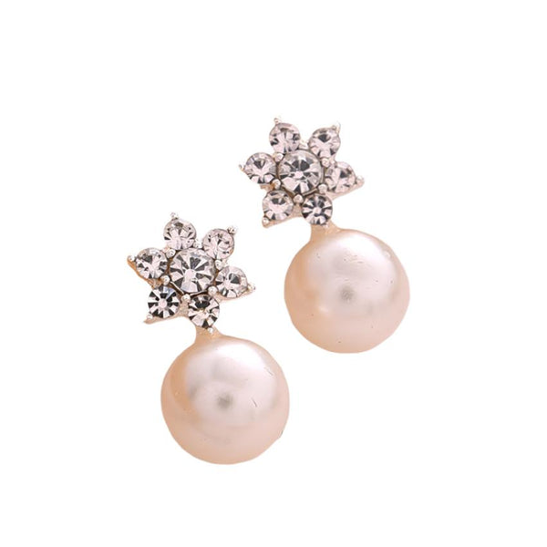 Veile Studios Ladies Creative Pearl Snowflake Alloy Fashion Jewellery For Women Earrings