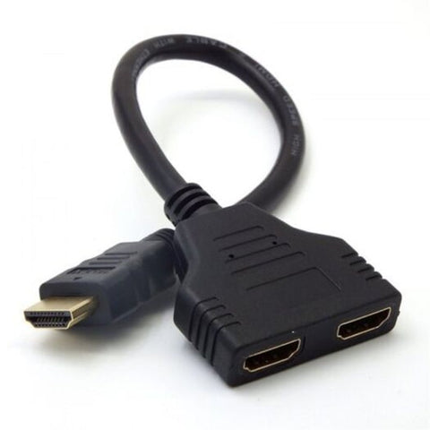 1080P Hdmi Male To 2 Female In Out Splitter Cable Adapter Converter Black