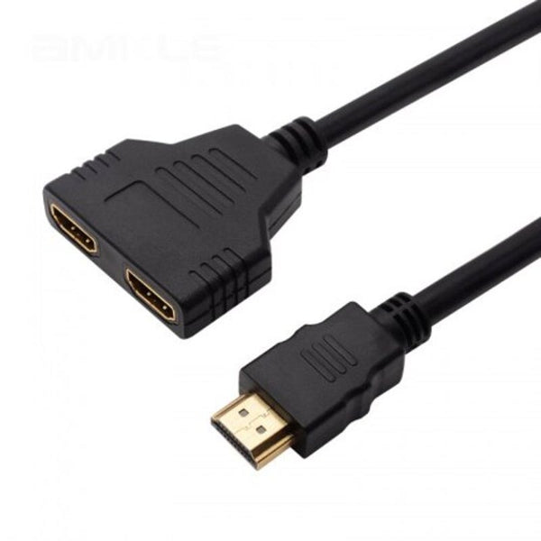 1080P Hdmi Male To 2 Female In Out Splitter Cable Adapter Converter Black Video Cables & Adapters