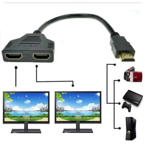 Photography Videography 1080P Hdmi Male To Dual Female 2 Splitter Adapter Cable For Hdtv Signal One At Two Outputs Splitters Couplers & Adapters