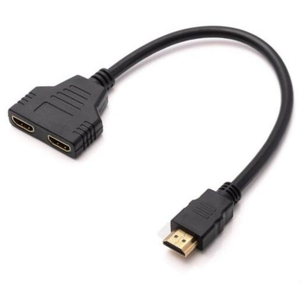 1080P Hdmi Port Male To 2 Female In Out Splitter Cable Adapter Black Video Cables & Adapters