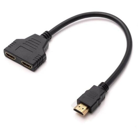 1080P Hdmi Port Male To 2 Female In Out Splitter Cable Adapter Black Video Cables & Adapters