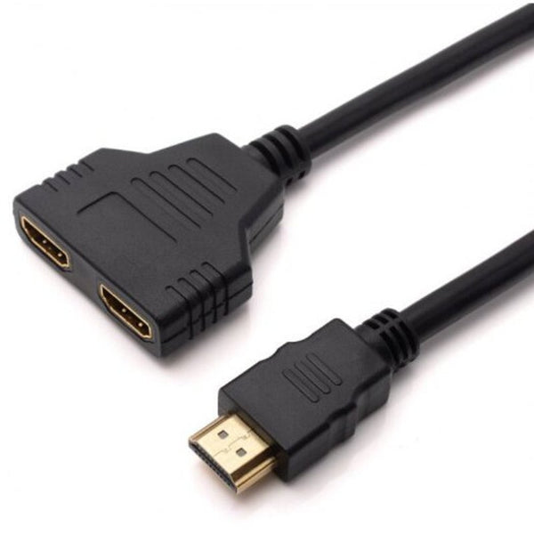 1080P Hdmi Port Male To 2 Female In Out Splitter Cable Adapter Black Video Cables & Adapters