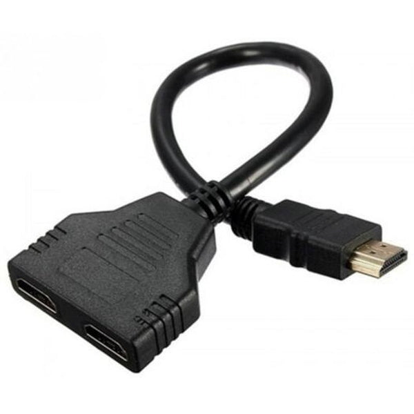 1080P Hdmi Port Male To 2 Female In Out Splitter Cable Adapter Black Video Cables & Adapters