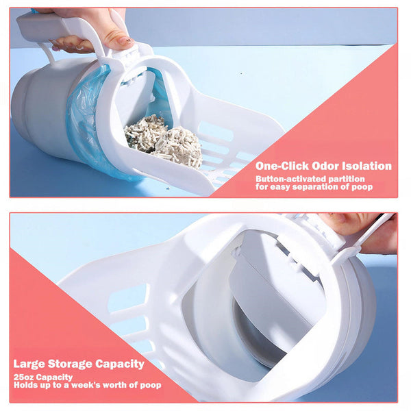 Upgrade Widen Cat Litter Shovel Scoop With Refill Bags Self Cleaning Waste Bin System Litter Scoops