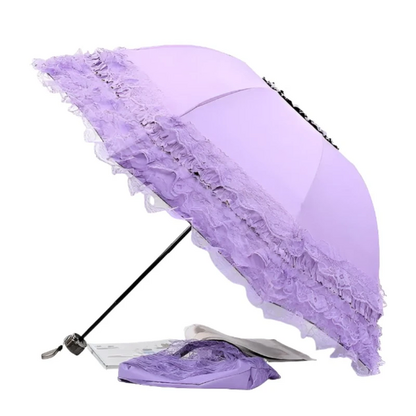 Lovely Manual Sun Umbrella Uv Protection Three Fold Lace With 8 Bone Waterproof Windproof Parasol Umbrellas