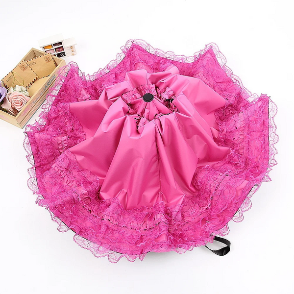 Lovely Manual Sun Umbrella Uv Protection Three Fold Lace With 8 Bone Waterproof Windproof Parasol Umbrellas