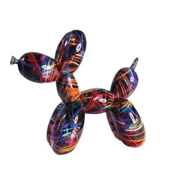 Resin Graffiti Balloon Dog Figurines For Interior Home Desktop Decoration Painting Colorful Art Animals Statue Crafts Item Sculptures & Figurines