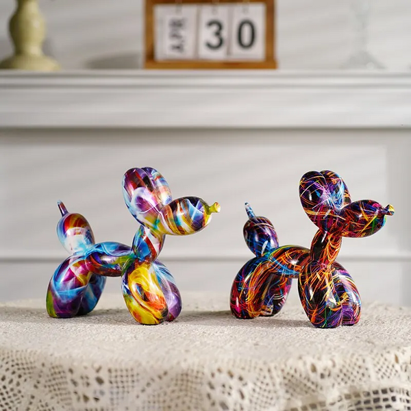 Resin Graffiti Balloon Dog Figurines For Interior Home Desktop Decoration Painting Colorful Art Animals Statue Crafts Item Sculptures & Figurines