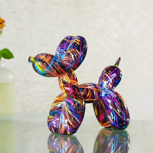 Resin Graffiti Balloon Dog Figurines For Interior Home Desktop Decoration Painting Colorful Art Animals Statue Crafts Item Sculptures & Figurines