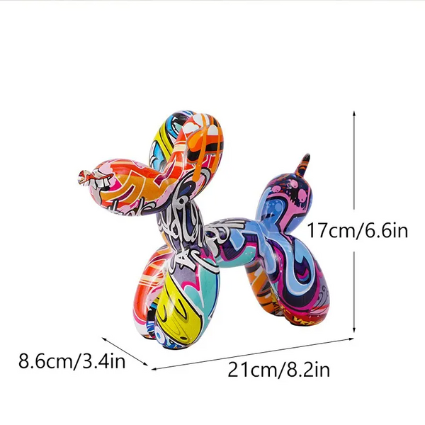 Resin Graffiti Balloon Dog Figurines For Interior Home Desktop Decoration Painting Colorful Art Animals Statue Crafts Item Sculptures & Figurines
