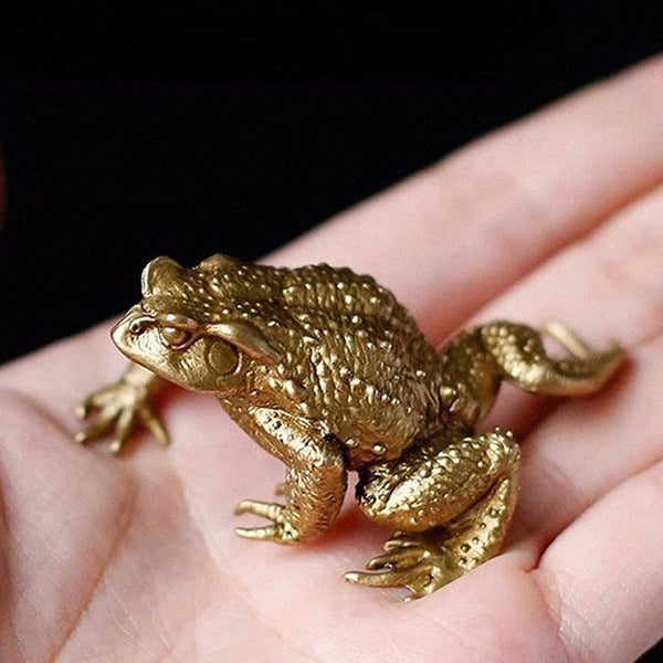 Brass Golden Toad And Fortune Ornament Table Retro Frog Copper Tea Tray Figurines