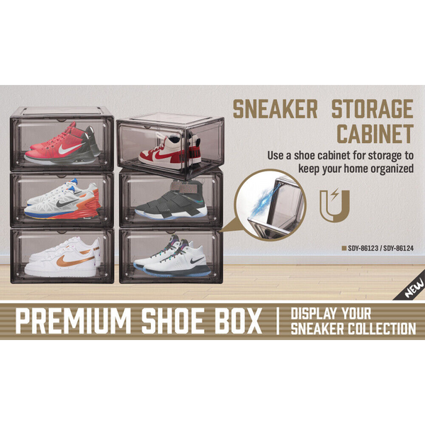 Sedy 10Pcs Premium Acrylic Shoe Box Sneaker Display Storage Case Boxes Magnetic Door Au Shoe Organisers
