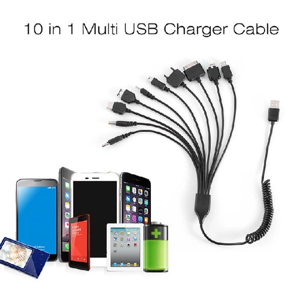 10 In Universal Portable Lightweight Multi Functions Standard Usb Charge Charging Cable Compatible With Most Brands Phones 64G