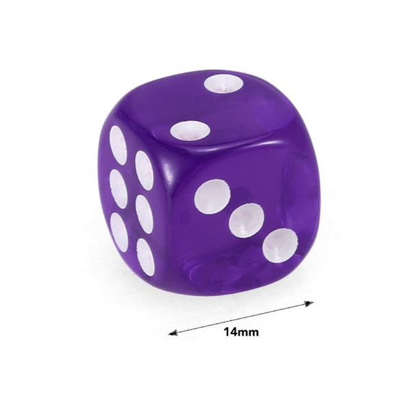 10 Pcs 14Mm Transparent Dark Purple Dice