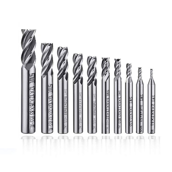 10 Pcs 4 Flute End Mill Bit Set 2 12Mm Hss Straight Shank Drill Cnc Bits Tool For Wood Aluminum Drill Bits