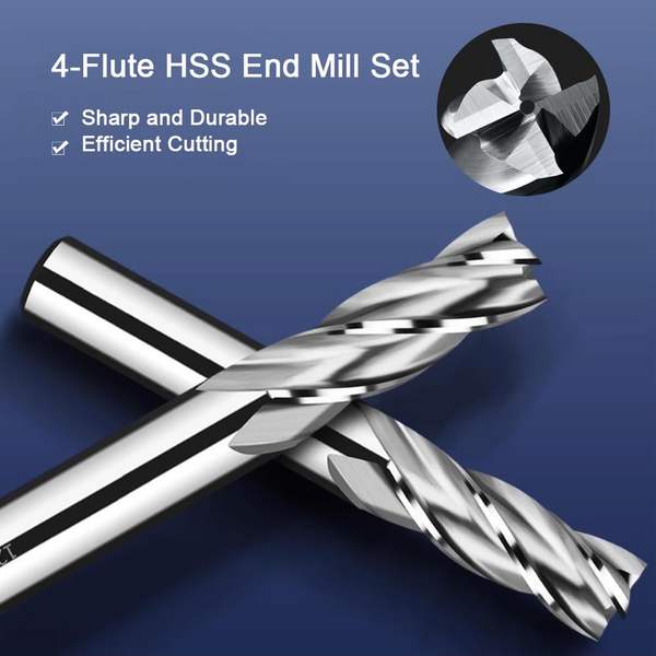 10 Pcs 4 Flute End Mill Bit Set 2 12Mm Hss Straight Shank Drill Cnc Bits Tool For Wood Aluminum Drill Bits