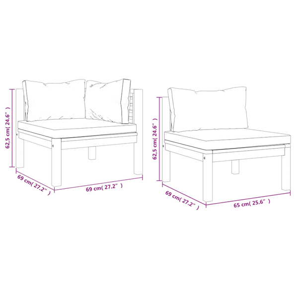 10 Piece Garden Lounge Set With Cushion Solid Acacia Wood Patio Furniture Sets