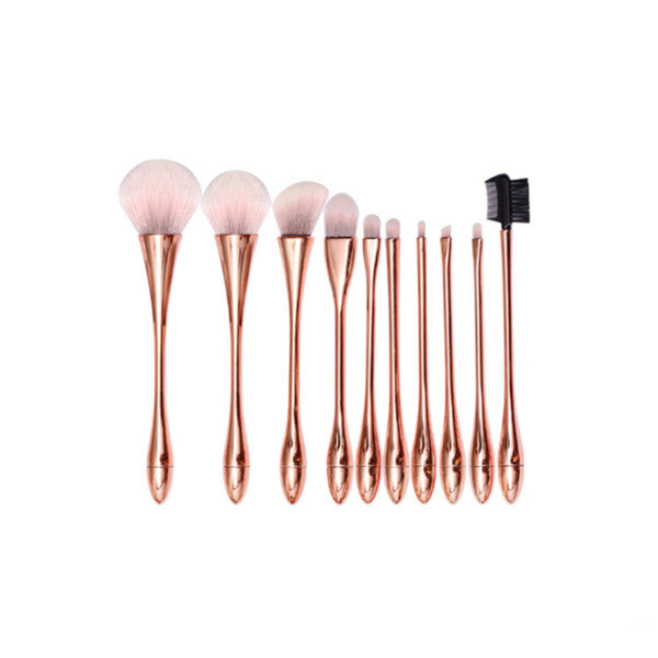 10 Piece Makeup Brush Water Drop Small Waist Goblet Tools Rose Gold Brushes