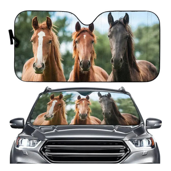 Funny Horse Driving 3D Printing Car Sun Visor Auto Decoration For Vehicle Parts Accessories Sun Visors