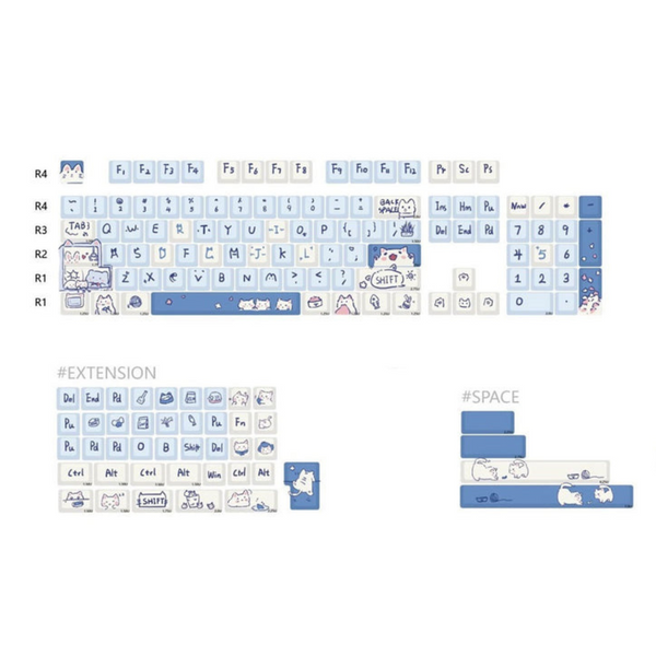 Keycap Keyboard Sky Blue 148 Keys Sublimation Fit Switch Touch Clicks For Keyboards Keyboards & Keypads