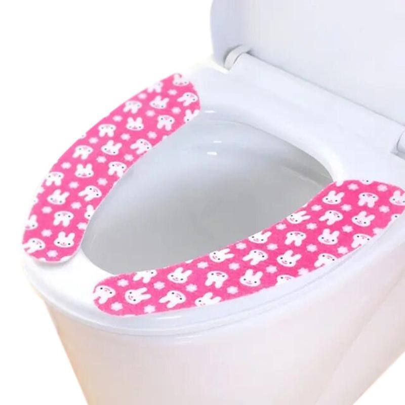 Toilet Seat Cover Pink Bunny Pattern Washable Mat Bathroom Accessories Bath Mats Rugs & Toilet Covers