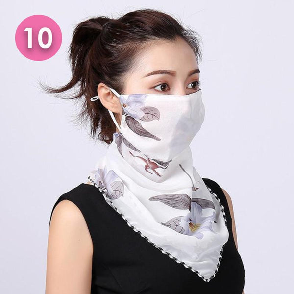 Summer Masks Flower Printed Women's Large Neck Guard Sun Protection Scarf Scarves & Wraps