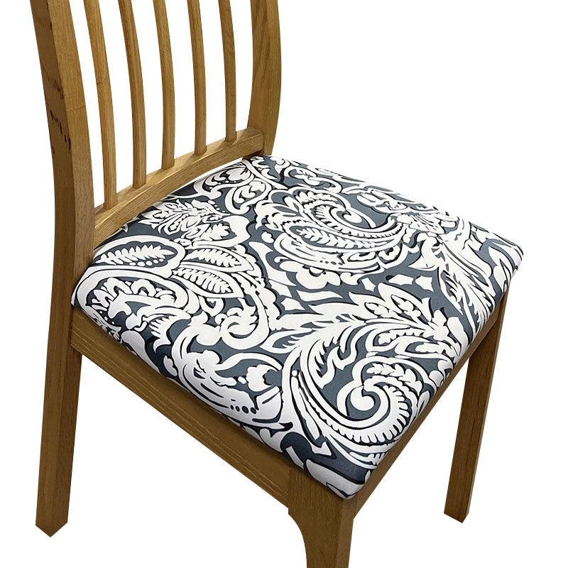 Chair Cover Blue White Vine Leaf Print Stretch Seat For Dinning Kitchen Slipcovers