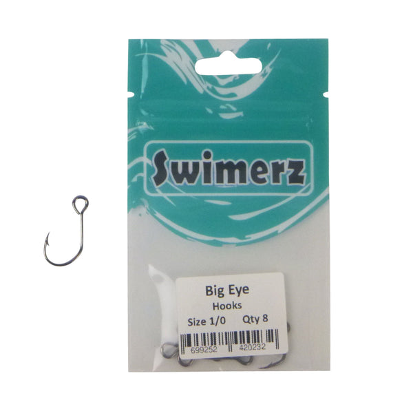 Swimerz Size 1/0 Big Eye Inline Lure 8 Pack Hooks