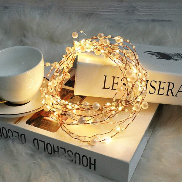 Indoor 10M 100Led Beads Battery Powered Copper Wire String Lights