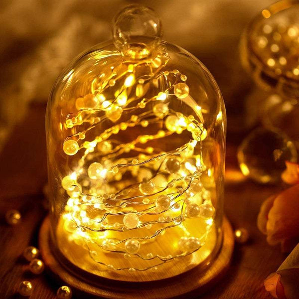 Indoor 10M 100Led Beads Battery Powered Copper Wire String Lights