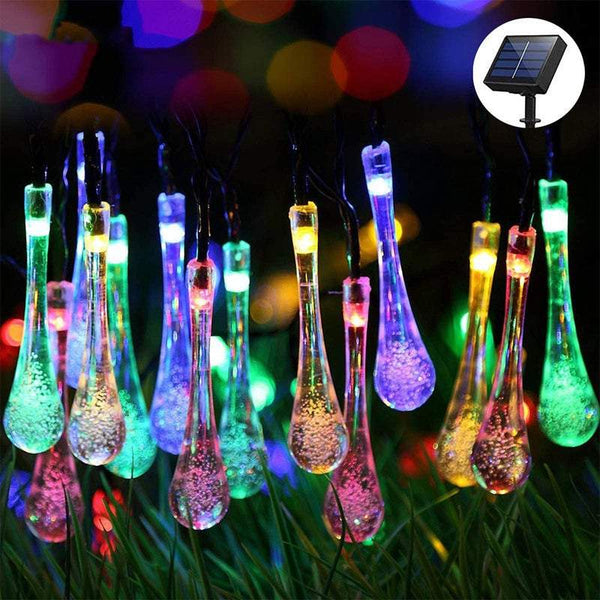 Outdoor Solar Garden Water Drop Shape 10M 100 Led Decoration String Lights