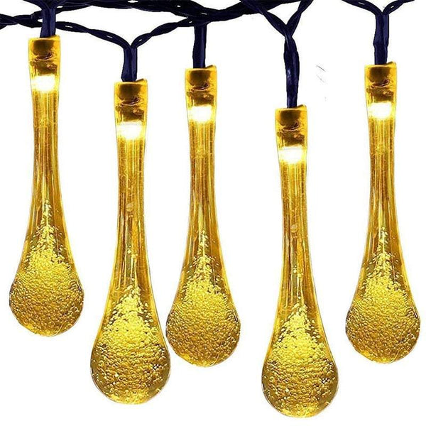 Outdoor Solar Garden Water Drop Shape 10M 100 Led Decoration String Lights