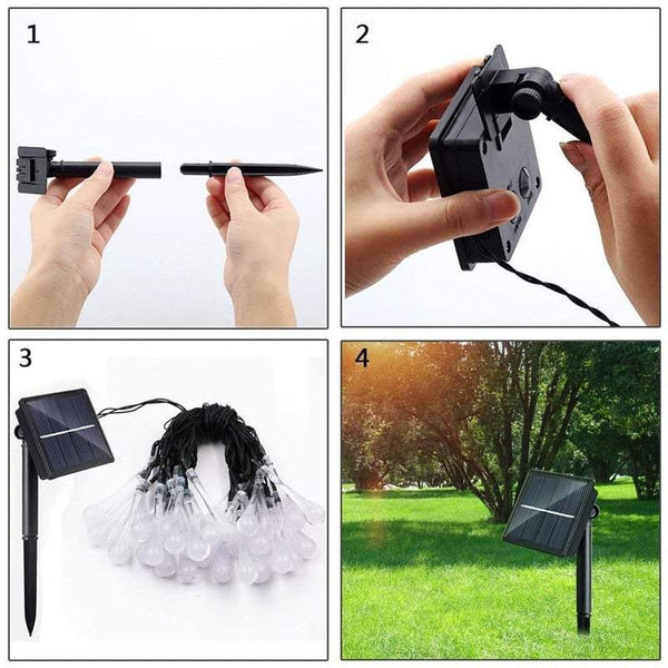 Outdoor Solar Garden Water Drop Shape 10M 100 Led Decoration String Lights