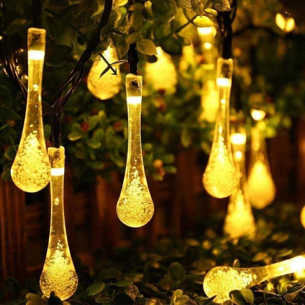 Outdoor Solar Garden Water Drop Shape 10M 100 Led Decoration String Lights