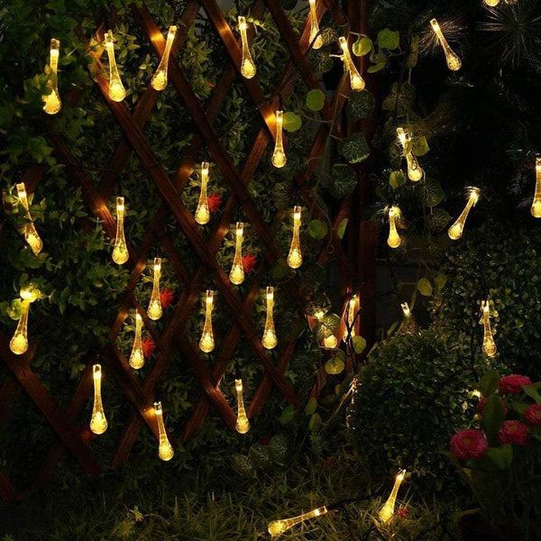 Outdoor String Lights Solar Garden Water Drop Shape 10M 100 Led Decoration