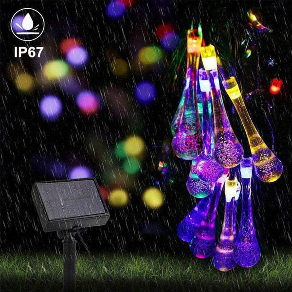Outdoor Solar Garden Water Drop Shape 10M 100 Led Decoration String Lights